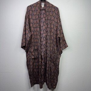 Vintage Reckless Robe Mens OS Silk Paisley Kimono Lounge Sleepwear Eclectic 80s